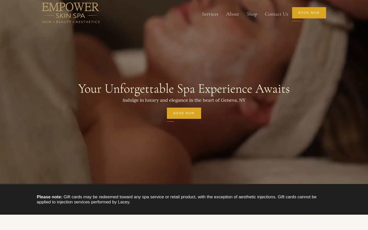 Empower Skin & Scalp Spa website screenshot