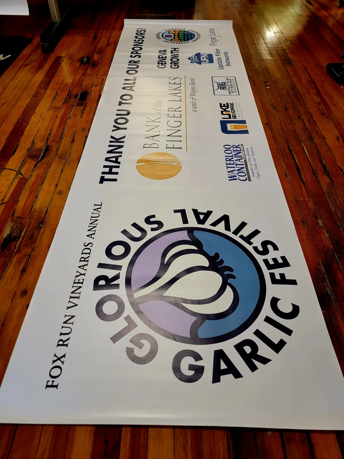 Fox Run Vineyards Glorious Garlic Festival printed banner