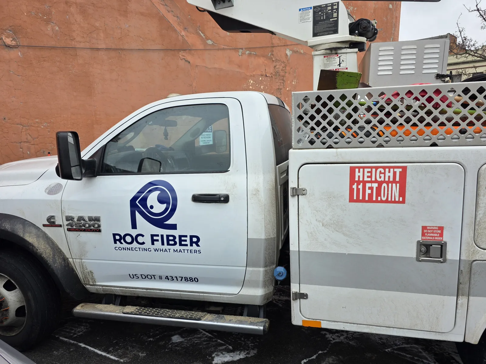 ROC Fiber RAM 4500 bucket truck vinyl door