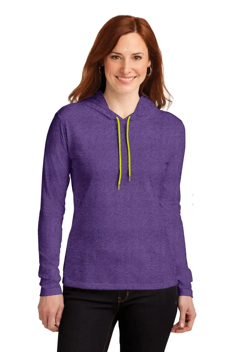 Gildan® Ladies 100% Combed Ring Spun Cotton Long Sleeve Hooded T-Shirt. 887L - additional view 1