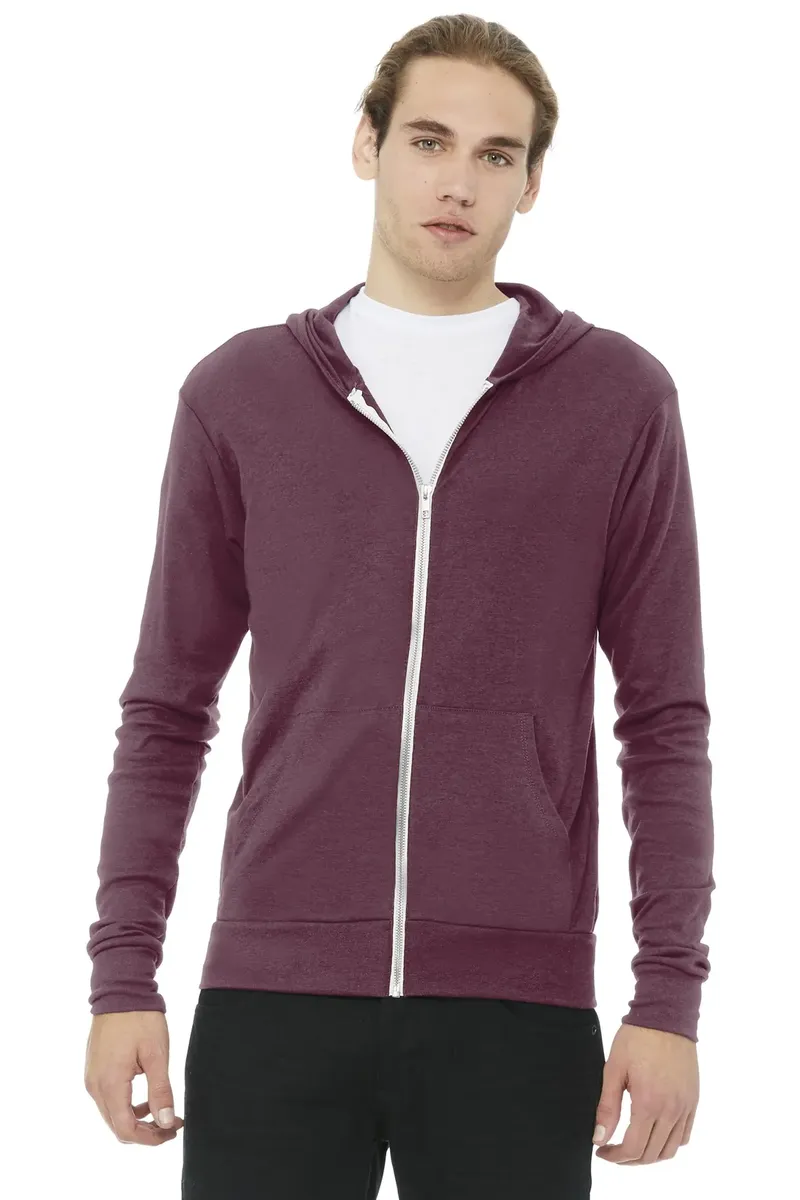 BELLA+CANVAS ® Unisex Triblend Full-Zip Lightweight Hoodie. BC3939 - additional view 3