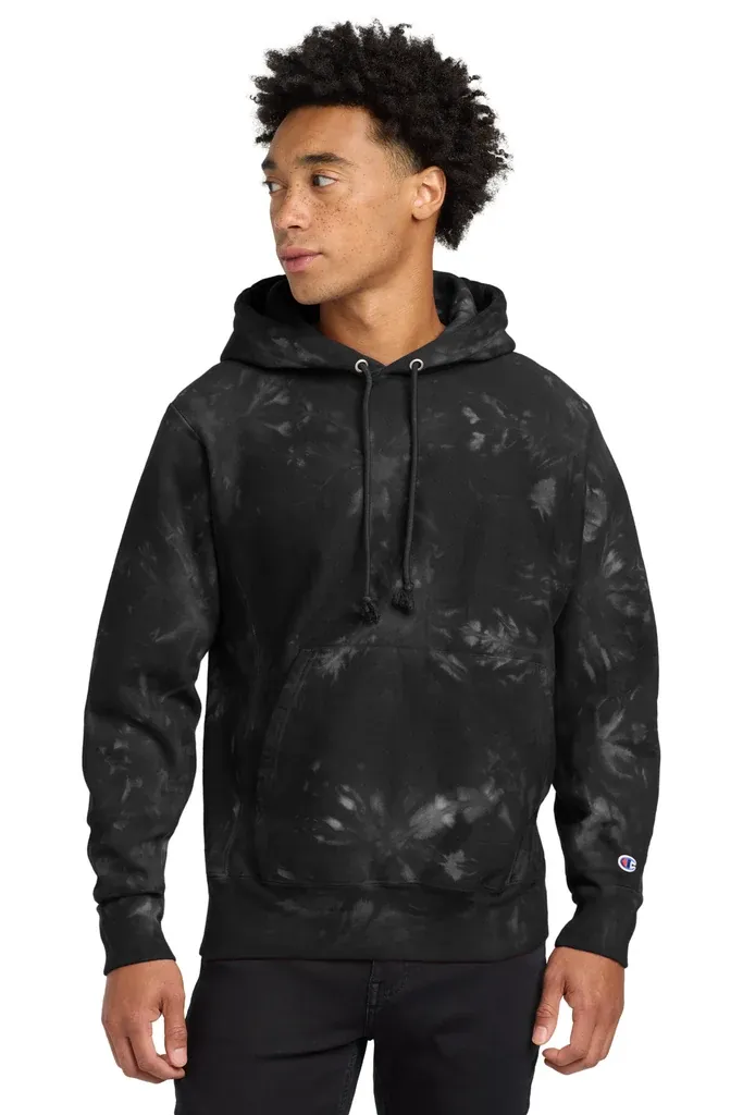 Champion ® Reverse Weave ® Scrunch-Dye Tie-Dye Hooded Sweatshirt. TDS101 - additional view 1
