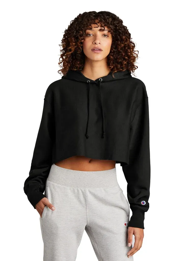 Champion ®  Women's Reverse Weave ®  Cropped Cut-Off Hooded Sweatshirt RW01W - additional view 1