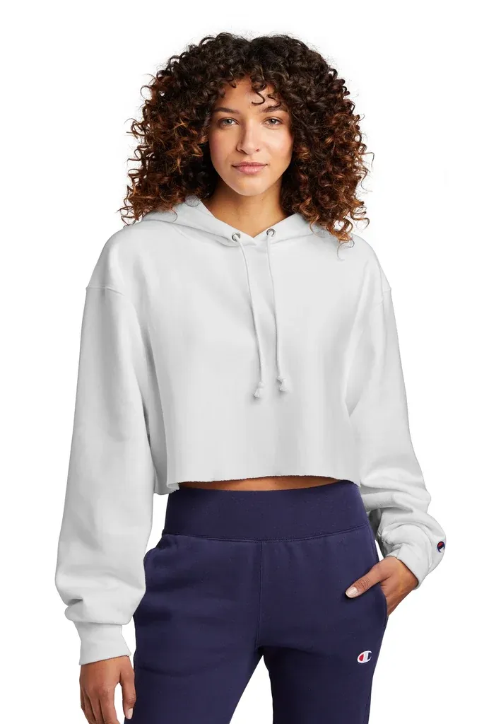 Champion ®  Women's Reverse Weave ®  Cropped Cut-Off Hooded Sweatshirt RW01W - additional view 2