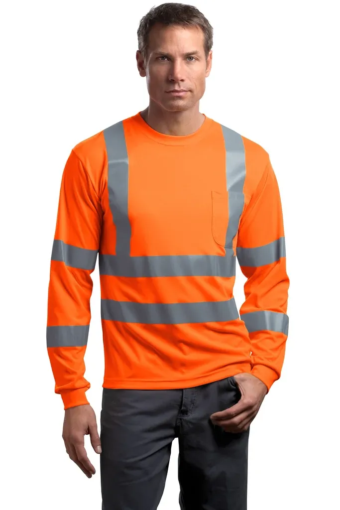 CornerStone® - ANSI 107 Class 3 Long Sleeve Snag-Resistant Reflective T-Shirt. CS409 - additional view 1