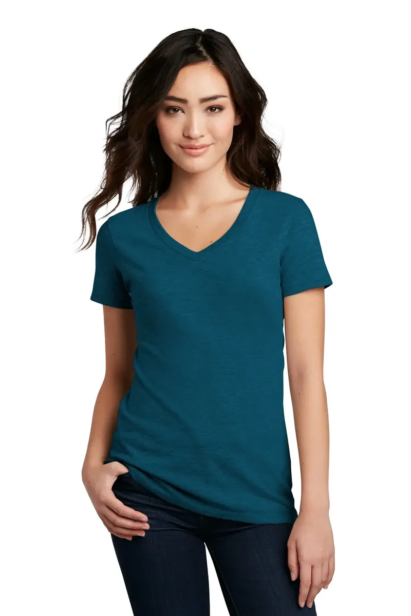 District® Women's Perfect Blend® CVC V-Neck Tee. DM1190L - additional view 2