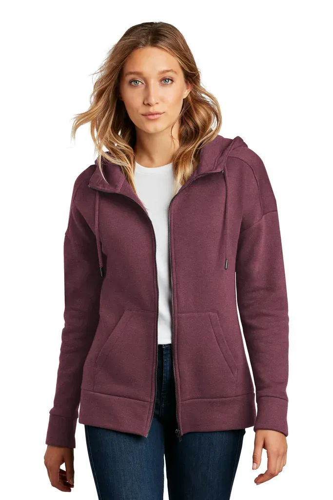 District ® Women's Perfect Weight ® Fleece Drop Shoulder Full-Zip Hoodie DT1104 - additional view 6