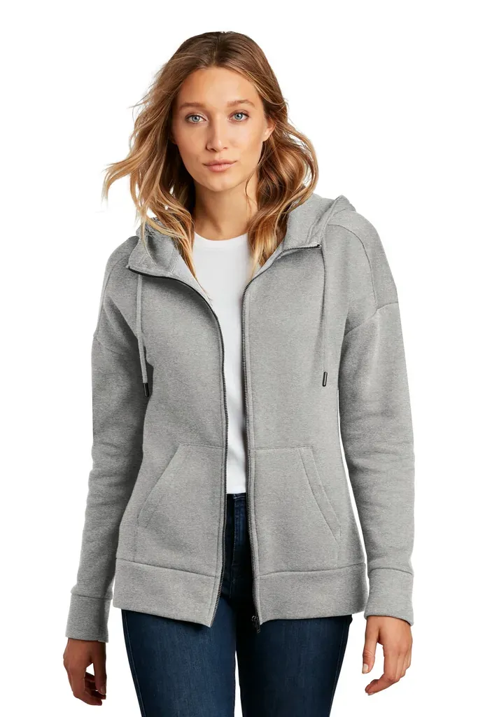 District ® Women's Perfect Weight ® Fleece Drop Shoulder Full-Zip Hoodie DT1104 - additional view 1
