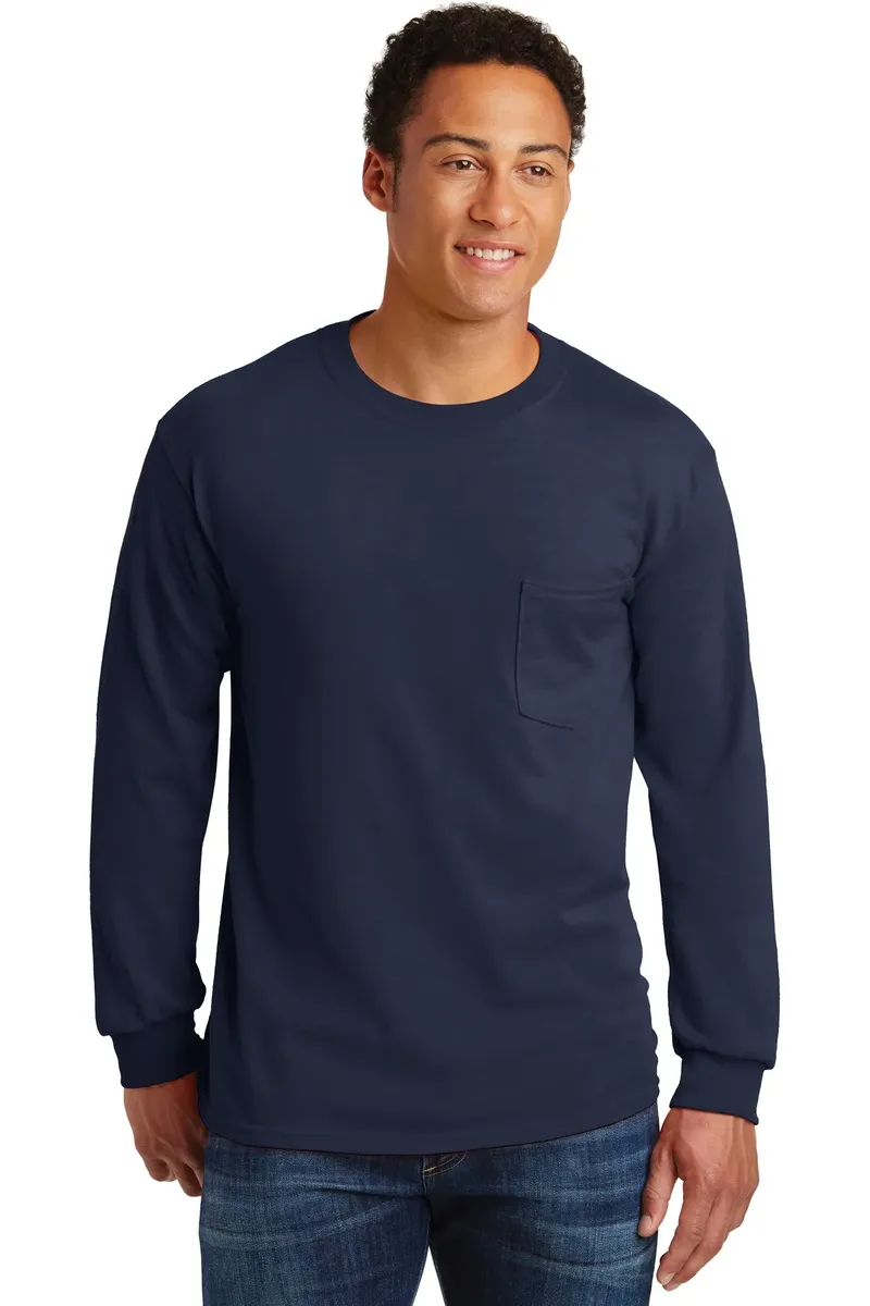 Gildan® - Ultra Cotton® 100% US Cotton Long Sleeve T-Shirt with Pocket.  2410 - additional view 1