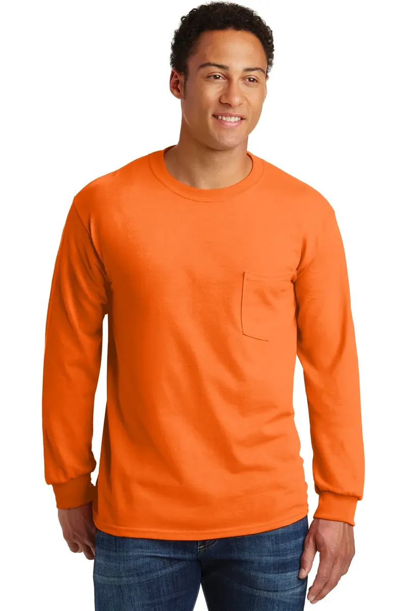 Gildan® - Ultra Cotton® 100% US Cotton Long Sleeve T-Shirt with Pocket.  2410 - additional view 2