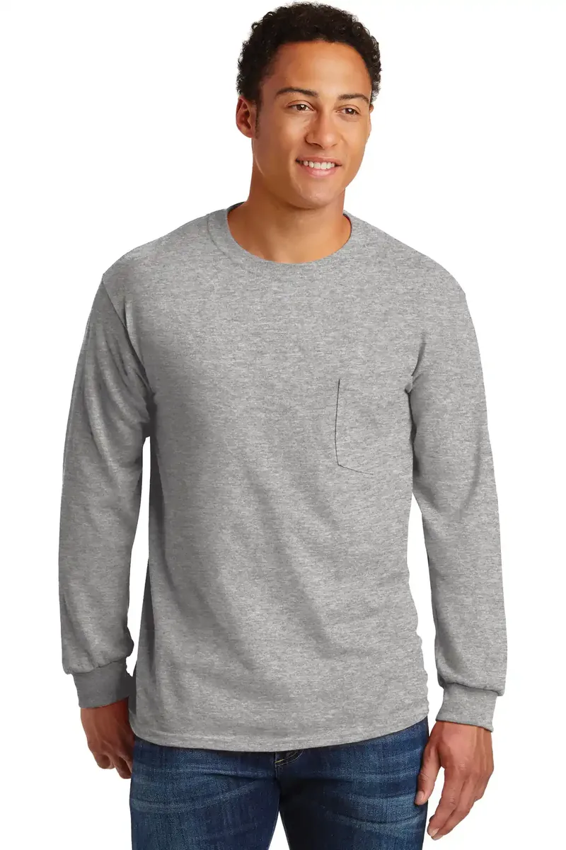 Gildan® - Ultra Cotton® 100% US Cotton Long Sleeve T-Shirt with Pocket.  2410 - additional view 4