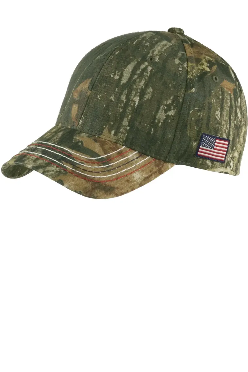 Port & Co Americana Contrast Stitch Camouflage Cap. C909 - additional view 1