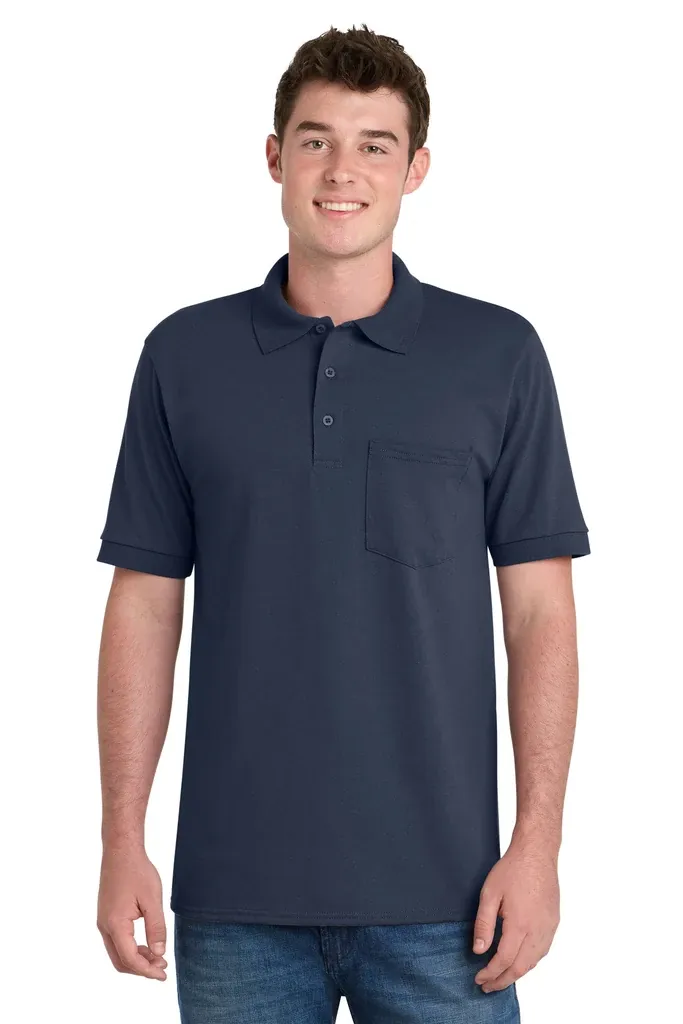 Port & Co Core Blend Jersey Knit Pocket Polo. KP55P