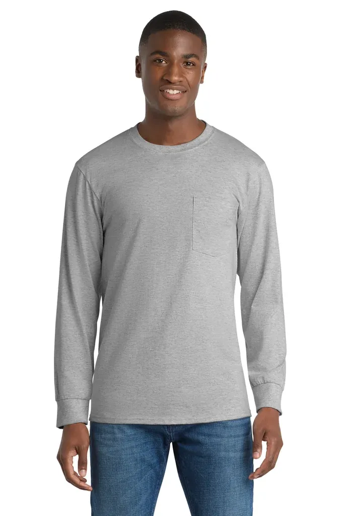 Port & Co Long Sleeve Essential Pocket Tee.  PC61LSP - additional view 11