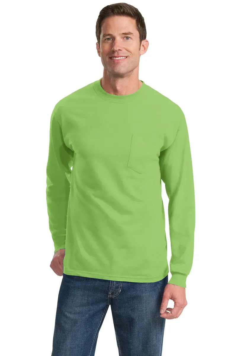 Port & Co Long Sleeve Essential Pocket Tee. PC61LSP