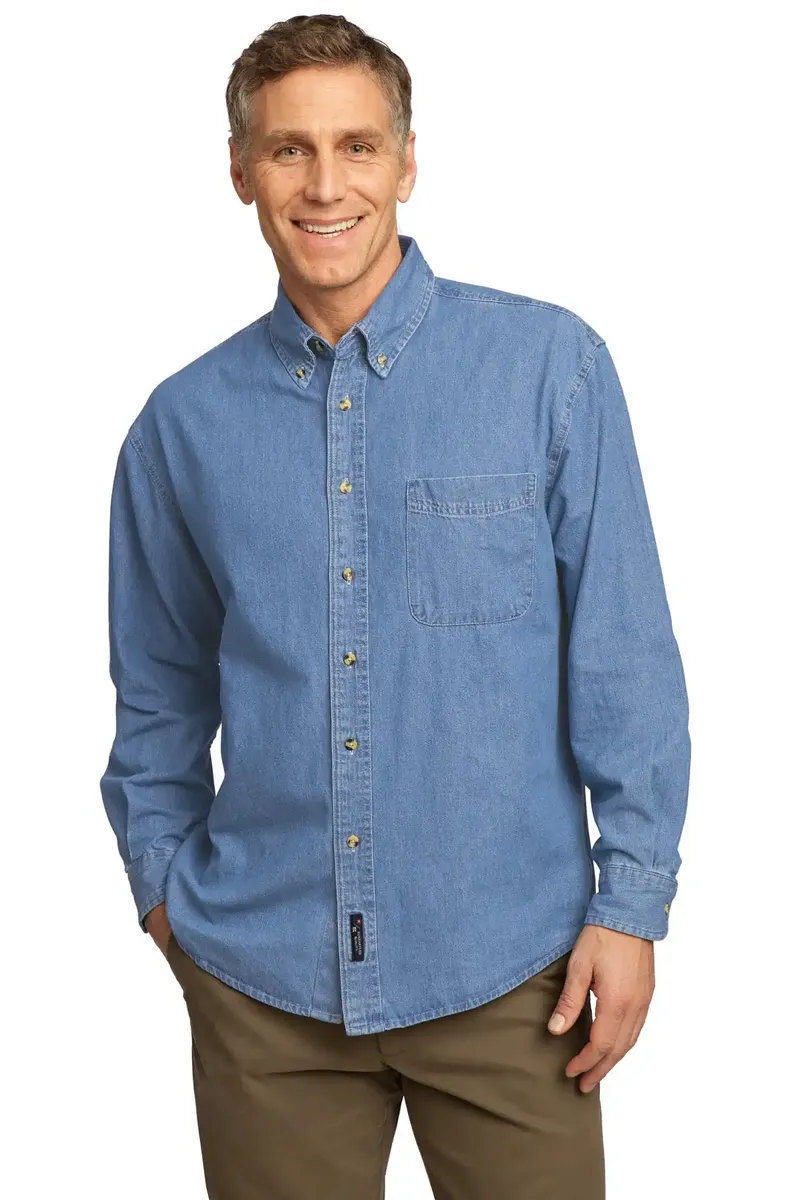 Port & Co Long Sleeve Value Denim Shirt. SP10