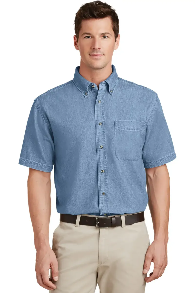 Port & Co Short Sleeve Value Denim Shirt. SP11 - additional view 1