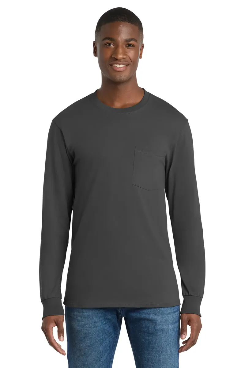 Port & Co Tall Long Sleeve Essential Pocket Tee. PC61LSPT - additional view 2