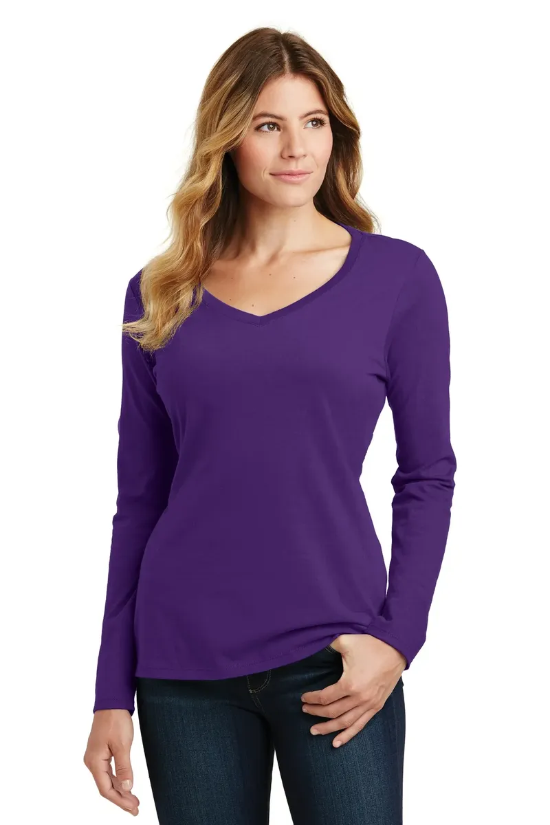 Port & Co Women's Long Sleeve Fan Favorite V-Neck Tee. LPC450VLS - additional view 3