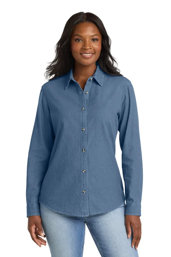 Port & Co Women's Long Sleeve Value Denim Shirt.  LSP10