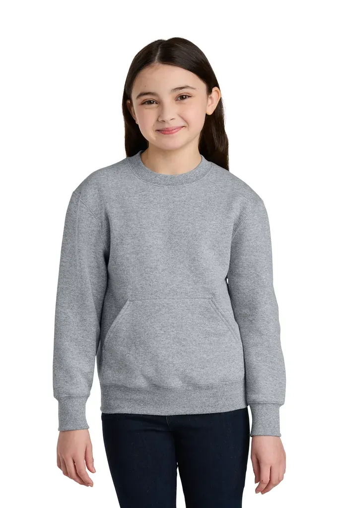 Port & Co Youth Core Fleece Crewneck Pocket Sweatshirt PC78YPKT - additional view 4