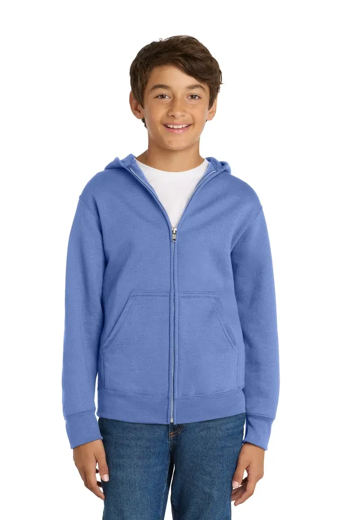 Port & Co Youth Core Fleece Full-Zip Hooded Sweatshirt.  PC90YZH - additional view 9
