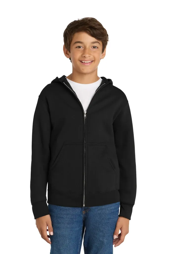 Port & Co Youth Core Fleece Full-Zip Hooded Sweatshirt.  PC90YZH - additional view 12