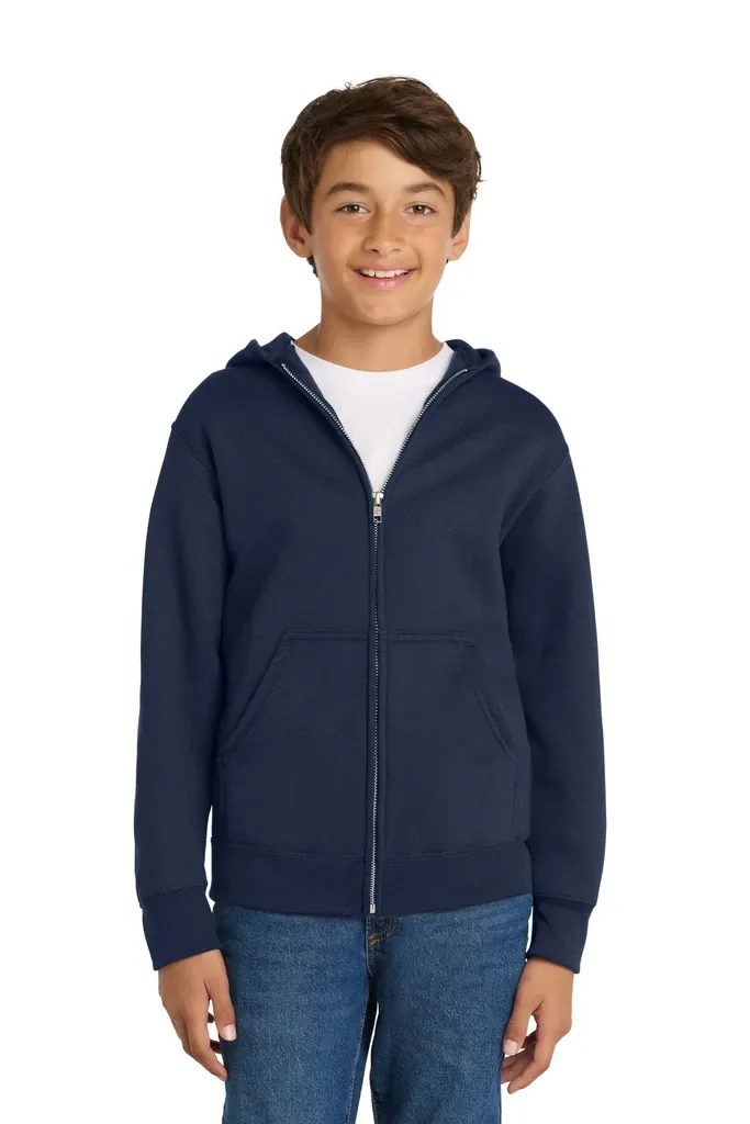 Port & Co Youth Core Fleece Full-Zip Hooded Sweatshirt.  PC90YZH - additional view 3