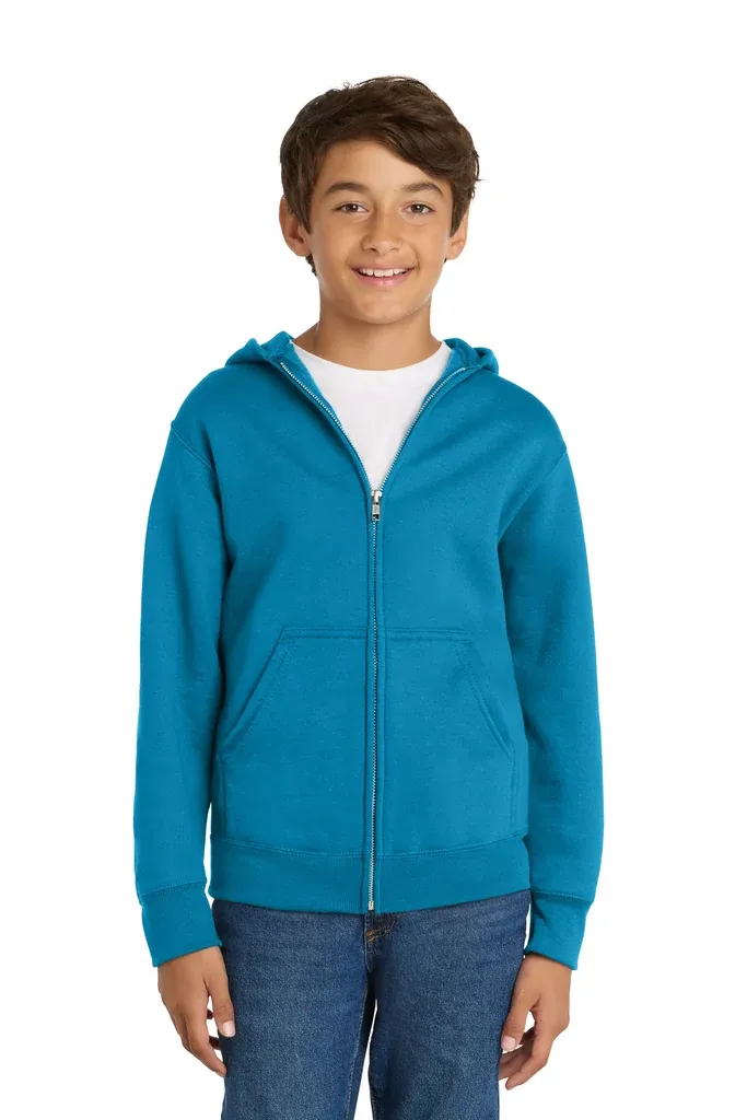 Port & Co Youth Core Fleece Full-Zip Hooded Sweatshirt.  PC90YZH - additional view 7