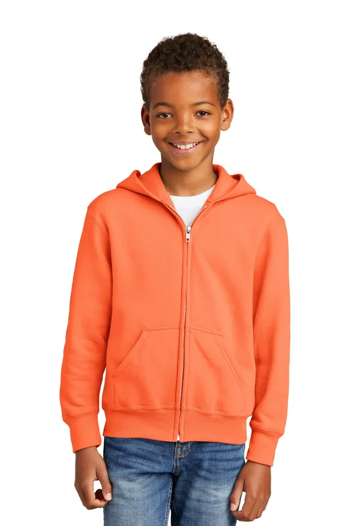 Port & Co Youth Core Fleece Full-Zip Hooded Sweatshirt.  PC90YZH - additional view 1