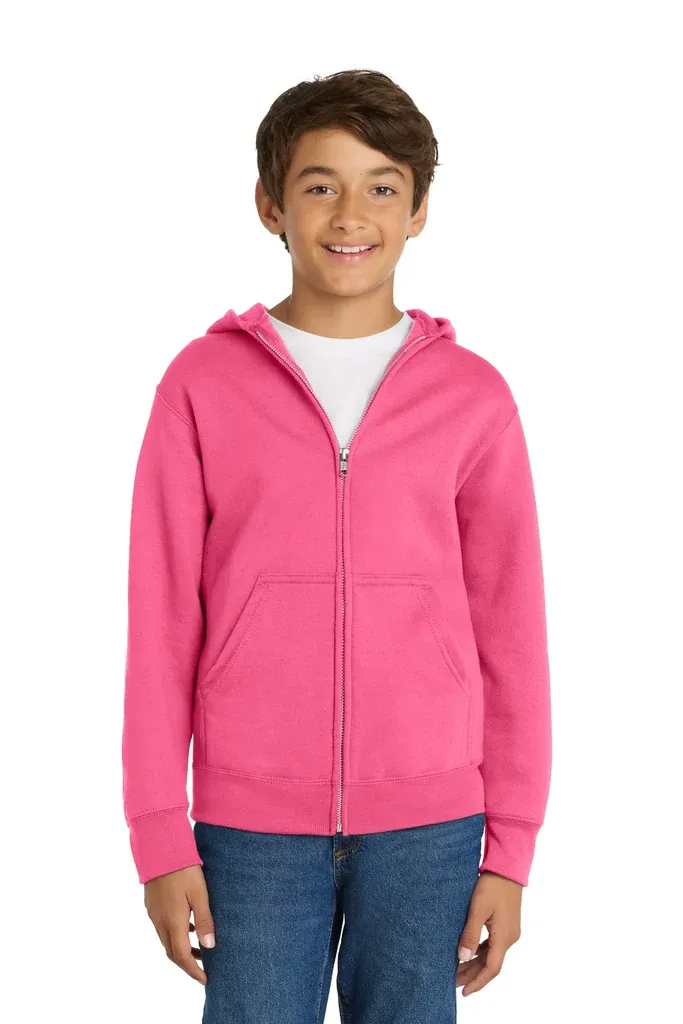 Port & Co Youth Core Fleece Full-Zip Hooded Sweatshirt.  PC90YZH - additional view 5