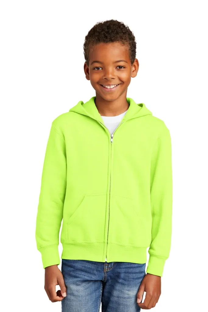 Port & Co Youth Core Fleece Full-Zip Hooded Sweatshirt. PC90YZH