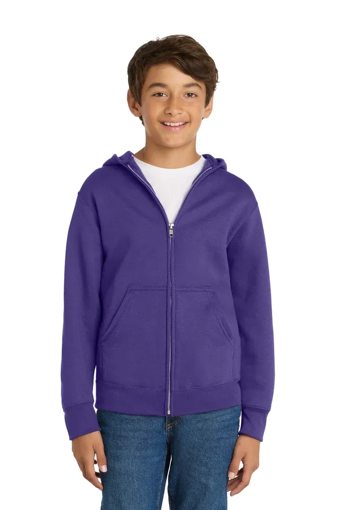 Port & Co Youth Core Fleece Full-Zip Hooded Sweatshirt.  PC90YZH - additional view 4