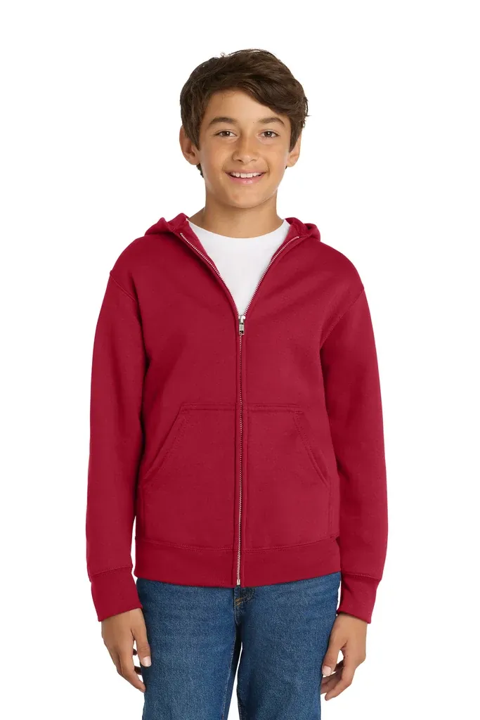 Port & Co Youth Core Fleece Full-Zip Hooded Sweatshirt.  PC90YZH - additional view 8