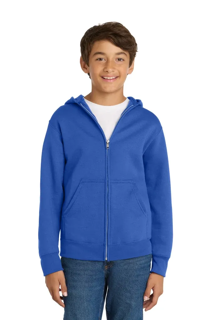 Port & Co Youth Core Fleece Full-Zip Hooded Sweatshirt.  PC90YZH - additional view 6
