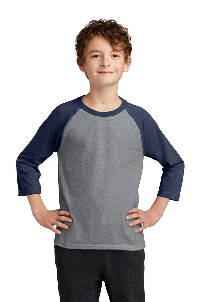 Port & Company® Youth Core Blend 3/4-Sleeve Raglan Tee. PC55YRS - additional view 3