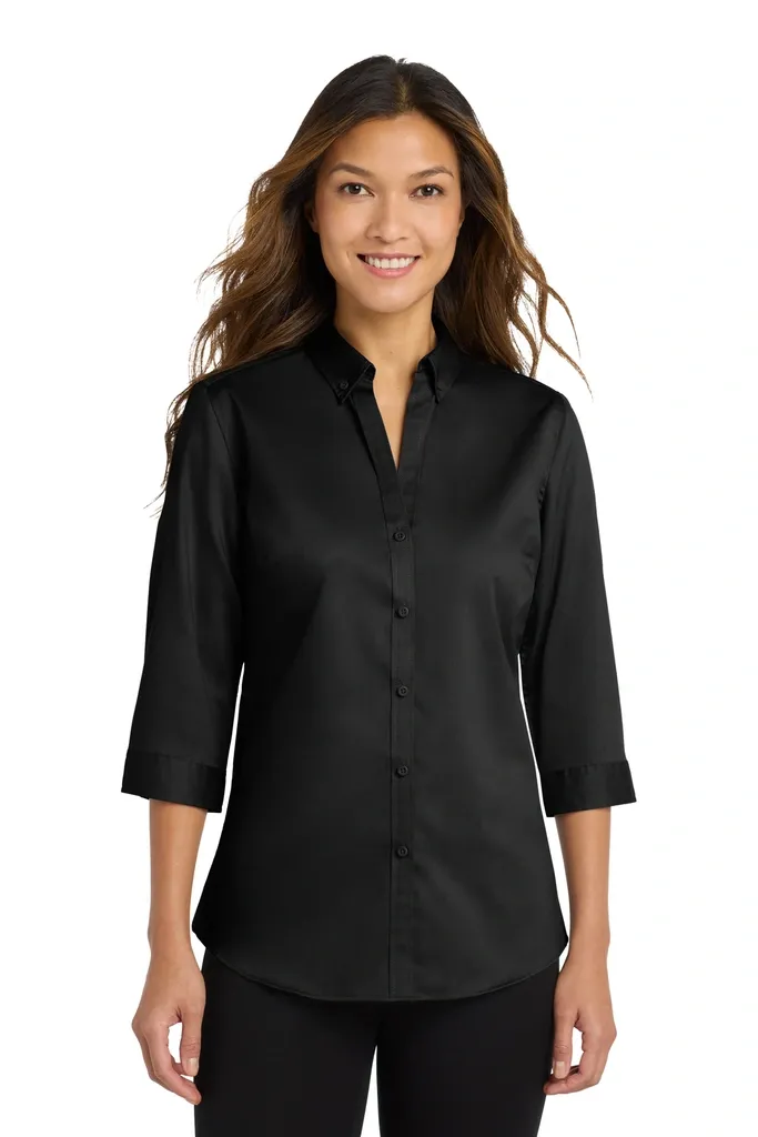 Port Authority® Women's 3/4-Sleeve SuperPro Twill Shirt. L665 - additional view 2