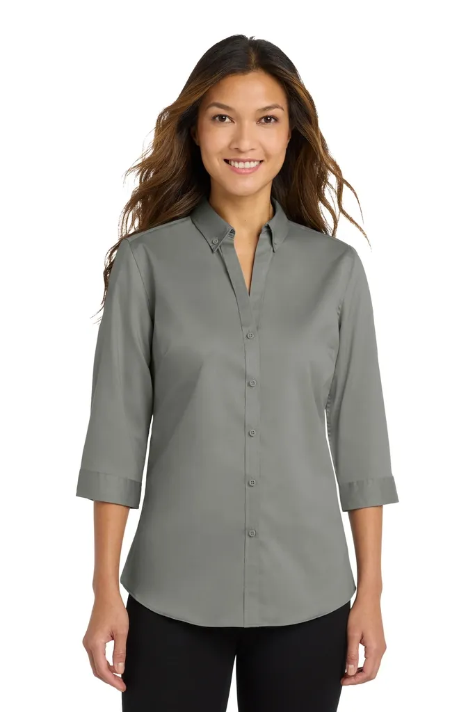Port Authority® Women's 3/4-Sleeve SuperPro Twill Shirt. L665 - additional view 4