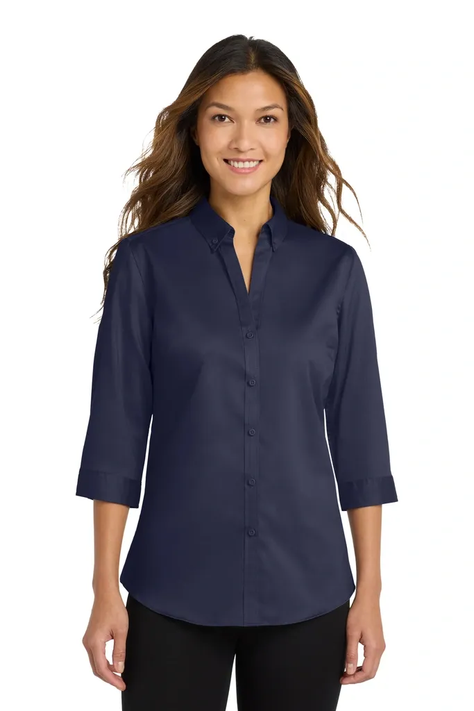 Port Authority® Women's 3/4-Sleeve SuperPro Twill Shirt. L665 - additional view 1