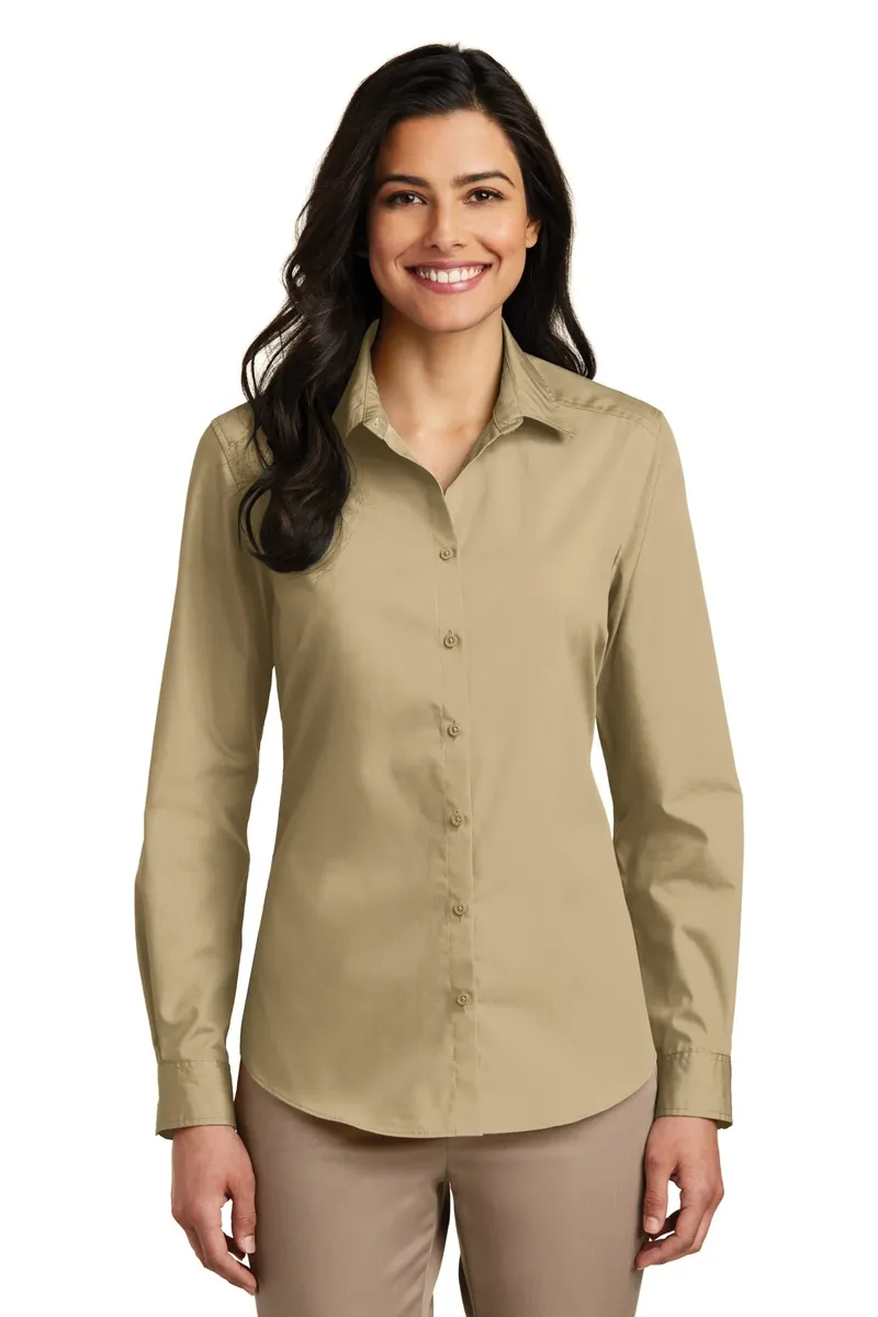 Port Authority® Women's Long Sleeve Carefree Poplin Shirt. LW100 - additional view 1