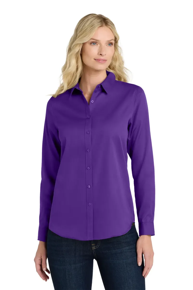 Port Authority® Women's Long Sleeve SuperPro ReactTwill Shirt. LW808 - additional view 1