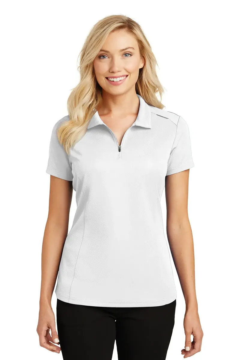 Port Authority® Women's Pinpoint Mesh Zip Polo. L580 - additional view 2