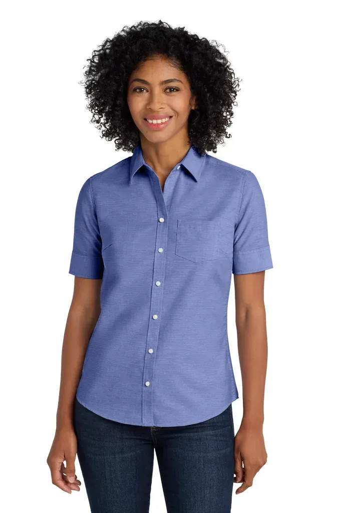 Port Authority® Women's Short Sleeve SuperPro Oxford Shirt. L659 - additional view 1