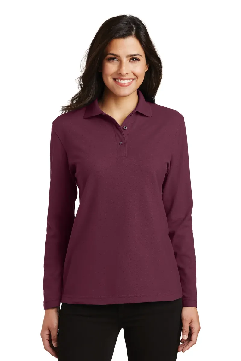Port Authority® Women's Silk Touch Long Sleeve Polo.  L500LS - additional view 4