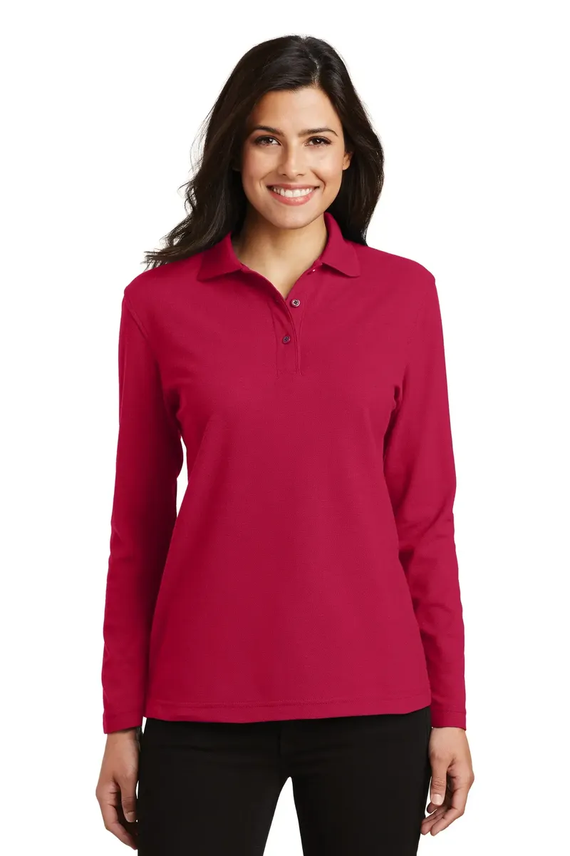 Port Authority® Women's Silk Touch Long Sleeve Polo.  L500LS - additional view 1