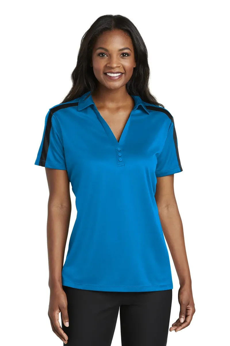 Port Authority® Women's Silk Touch Performance Colorblock Stripe Polo. L547 - additional view 3