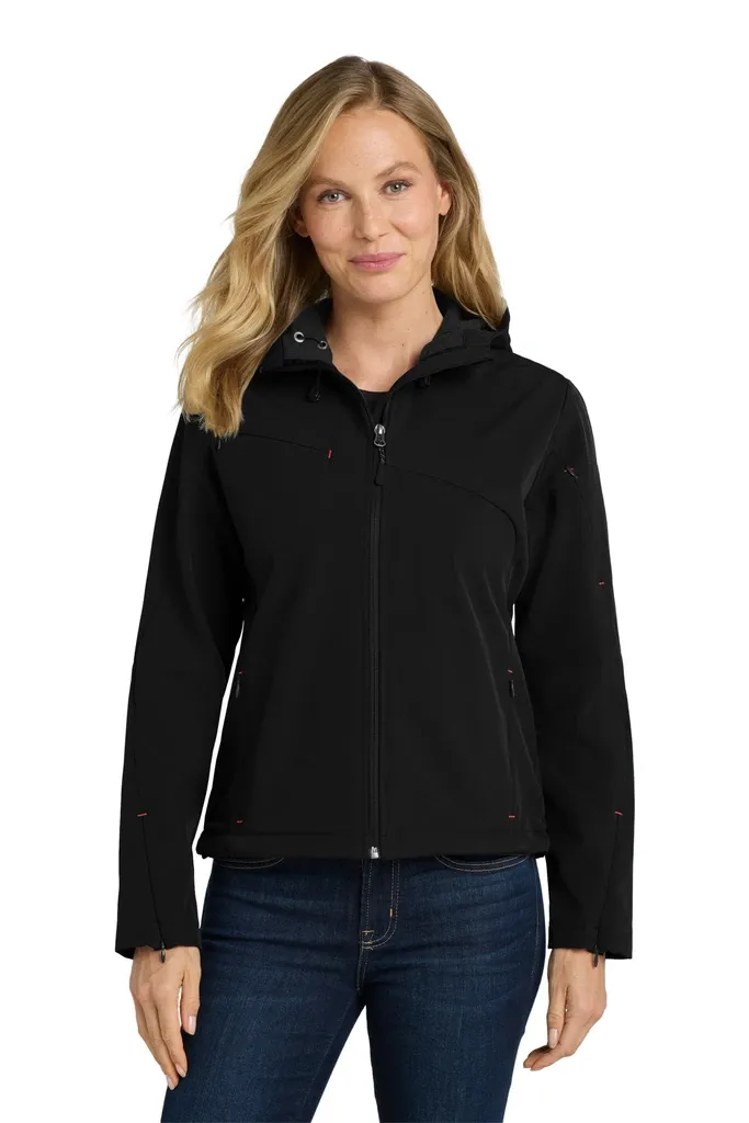 Port Authority® Women's Textured Hooded Soft Shell Jacket. L706