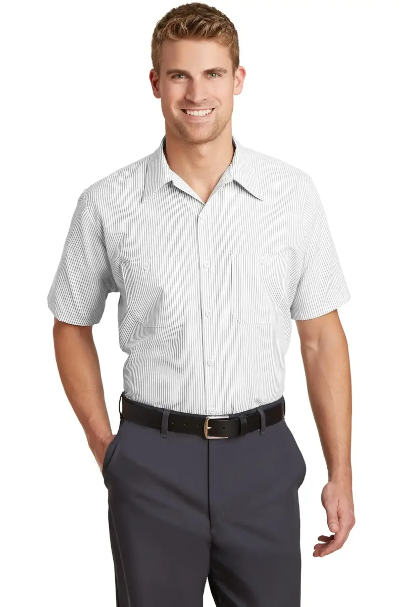 Red Kap® Long Size  Short Sleeve Striped Industrial Work Shirt. CS20LONG - additional view 1