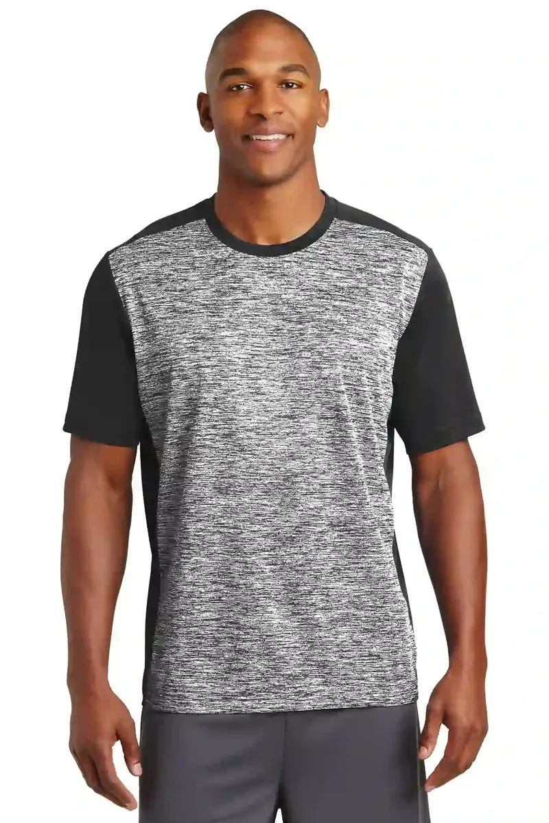 DISCONTINUED Sport-Tek® PosiCharge® Electric Heather Colorblock Tee. ST395 - additional view 1