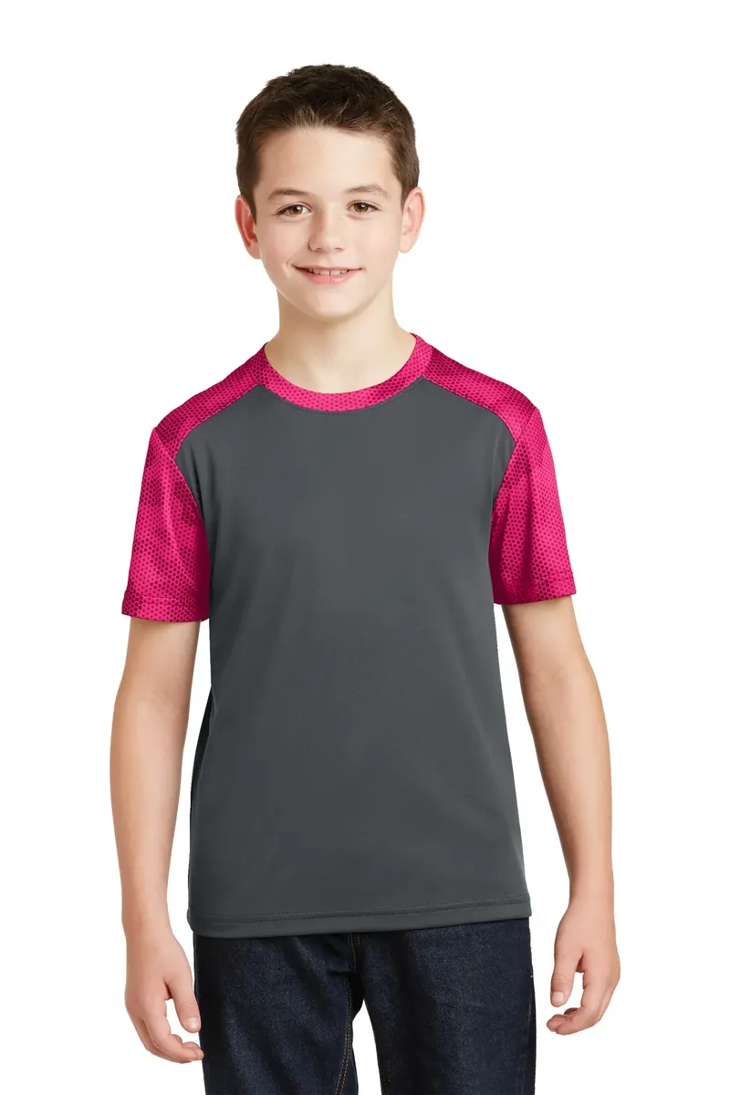 DISCONTINUED Sport-Tek® Youth CamoHex Colorblock Tee. YST371 - additional view 2